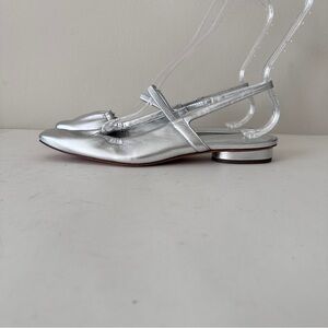 NEW Vince Venice Metallic Leather Silver Women's Slingback Flats Sz 8.5M